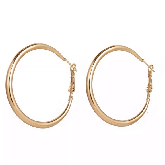 18k Circle Geometry Metal Drop Dangle Earrings - Picture 3 of 5